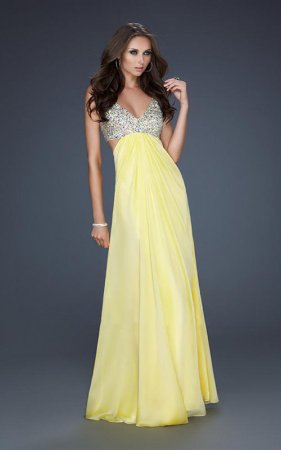 Chic Yellow Full Length Sequin Evening Dresses For Prom 2014